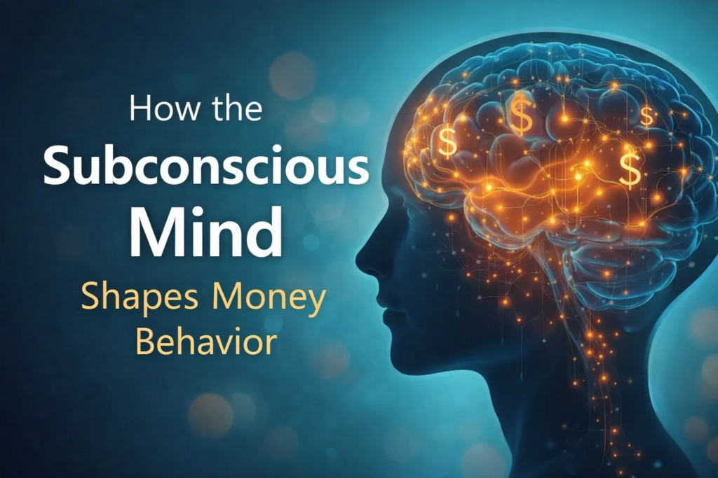 Illustration showing how the subconscious mind influences money habits and financial behavior